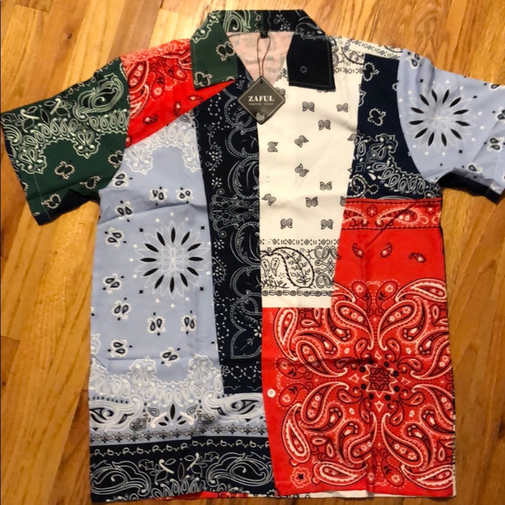 Patchwork Plaid bowler shirt